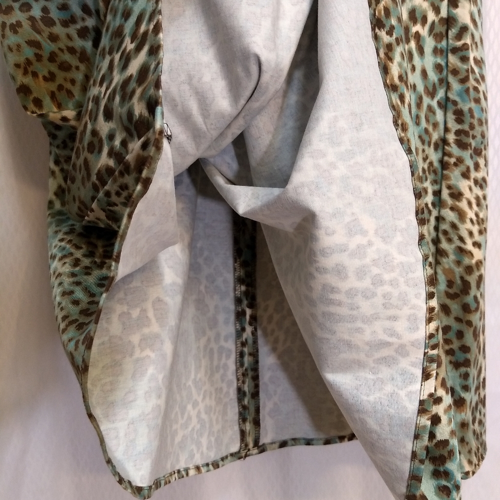 Curtsey Summer Halter-Neck Party Dress, Aqua/Brown/Cream Animal Print, Size 8 - Picture 12 of 15